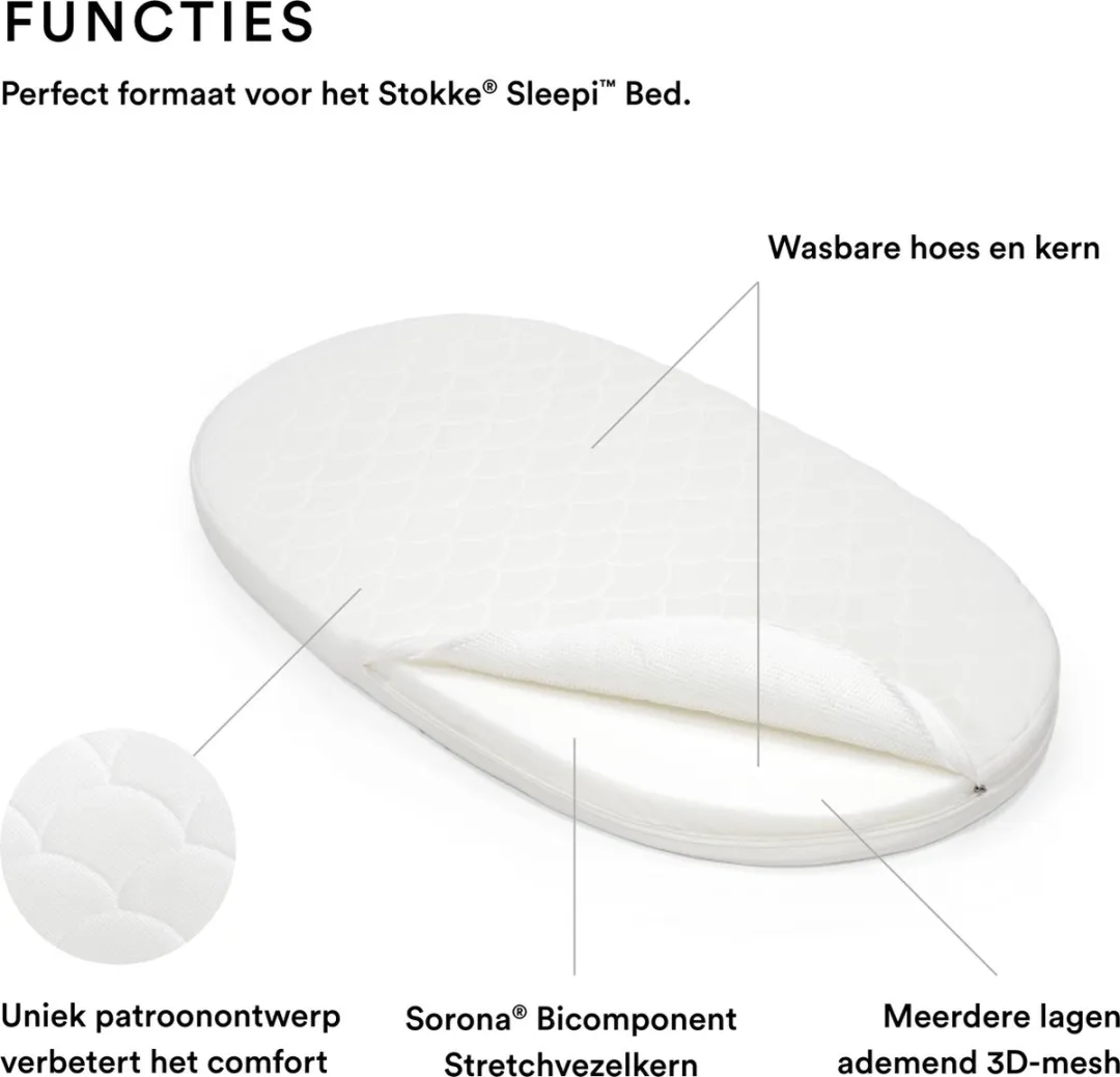 Stokke Sleepi Matras V3 - 136x70cm - Wit
