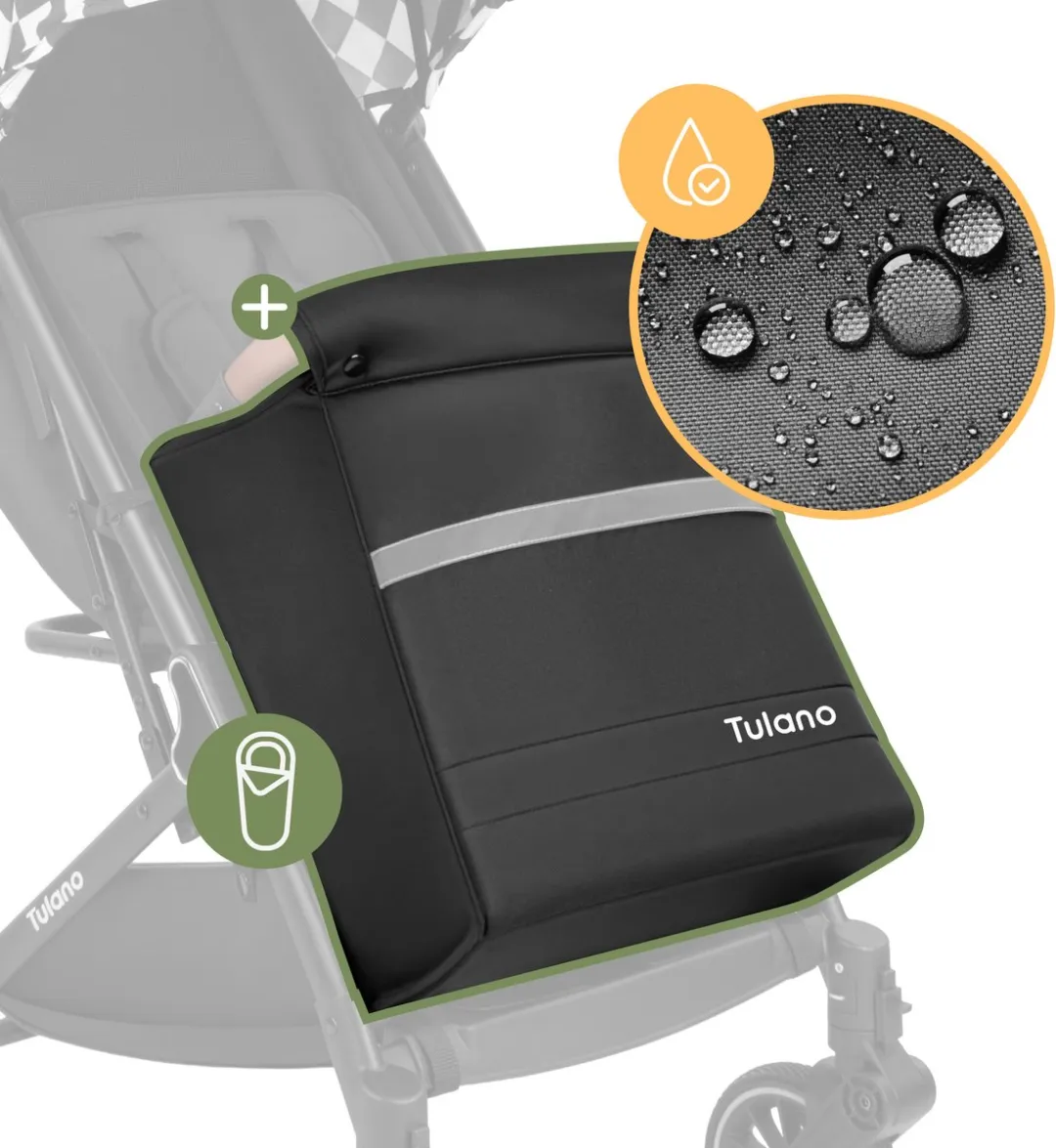 Tulano Lagos 35 Buggy - 15kg - XXL Zonnekap - Zwart