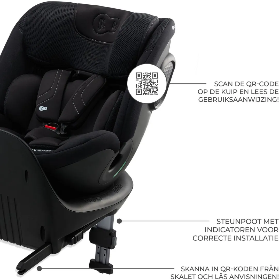 KinderKraft XRIDER 2 i-Size Autostoel 40-150cm - 360° Draaibaar - Grijs/Zwart