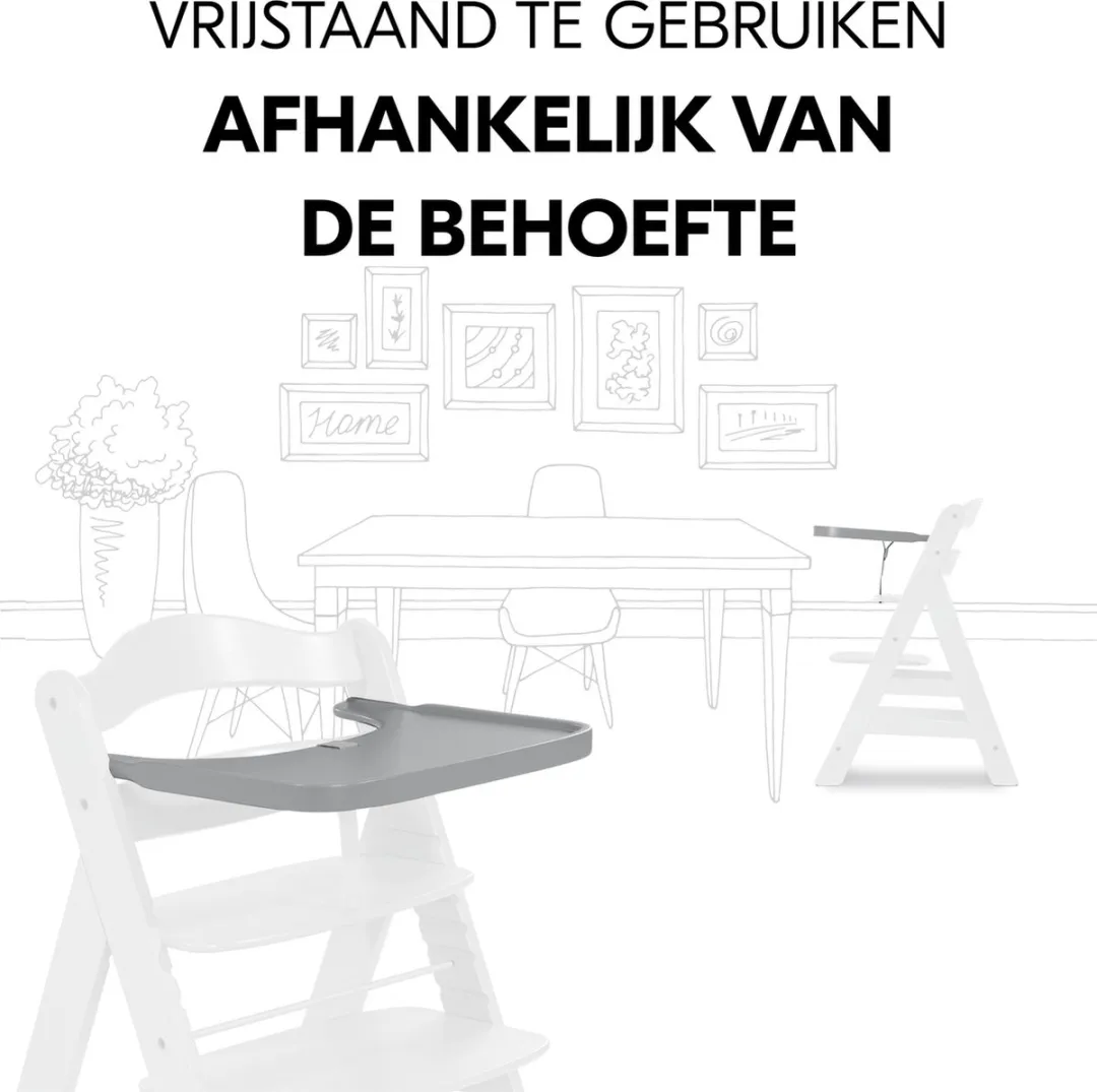 Hauck Alpha Wooden Tray - Kinderstoel - Grijs