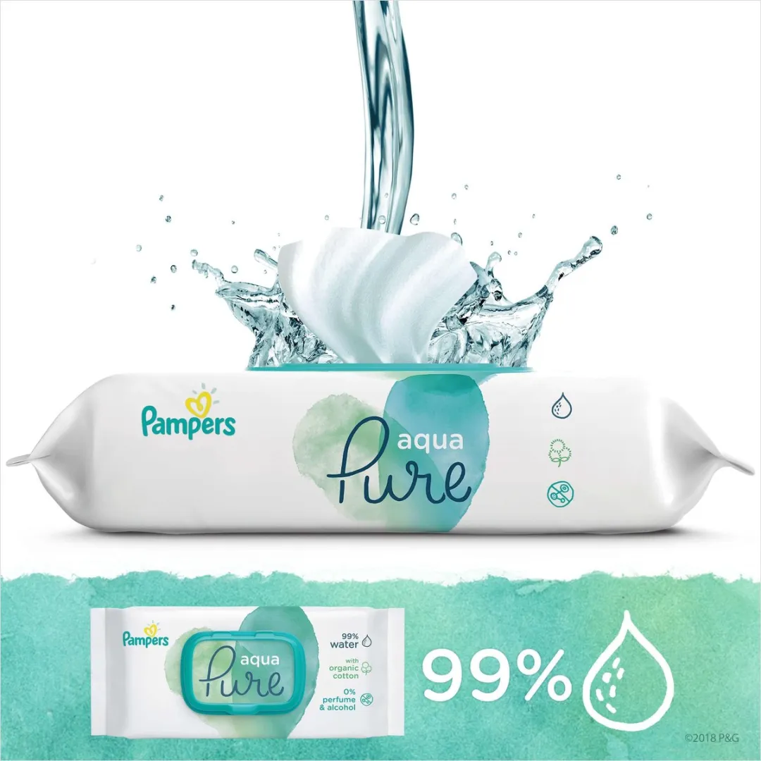 Pampers Aqua Pure Babydoekjes - 144 Stuks