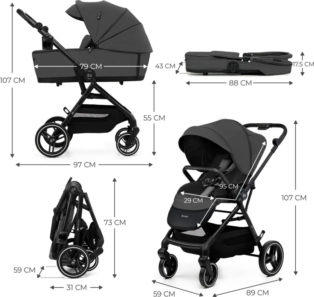 KinderKraft YOXI 2-in-1 Kinderwagen Grijs