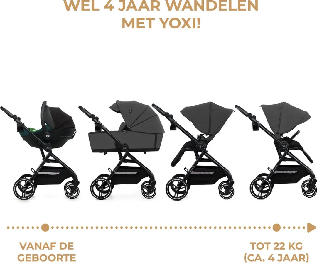 KinderKraft YOXI 2-in-1 Kinderwagen Grijs