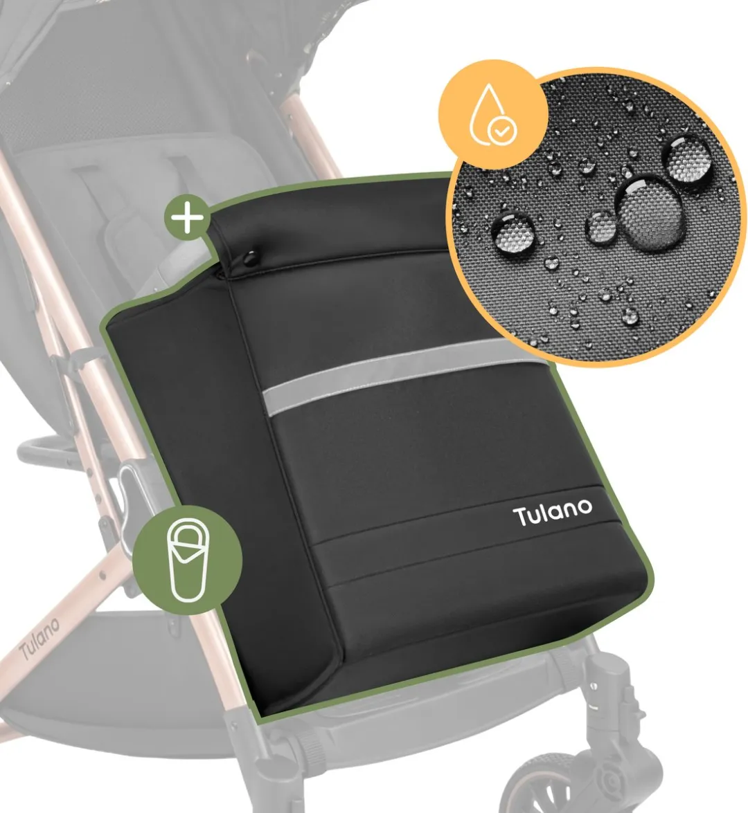 Tulano Lagos 35 Buggy - 15kg - XXL Zonnekap - Zwart/Goud