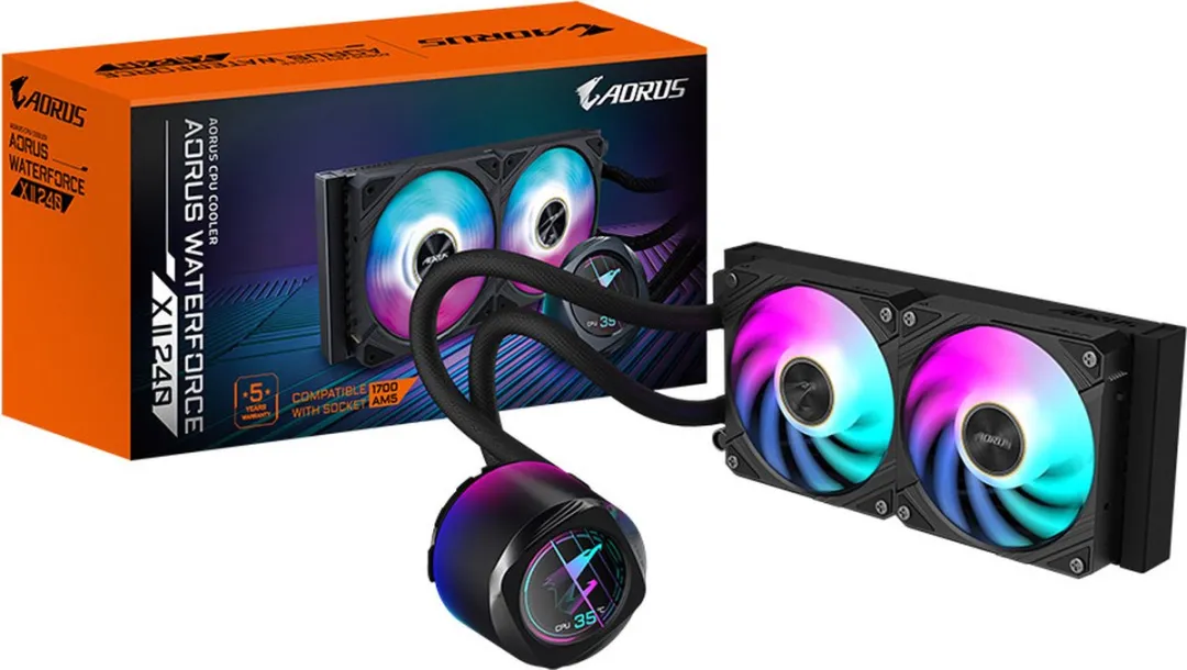 Gigabyte AORUS WATERFORCE X II 240 Koeler - 2x 12cm Ventilatoren - Zwart