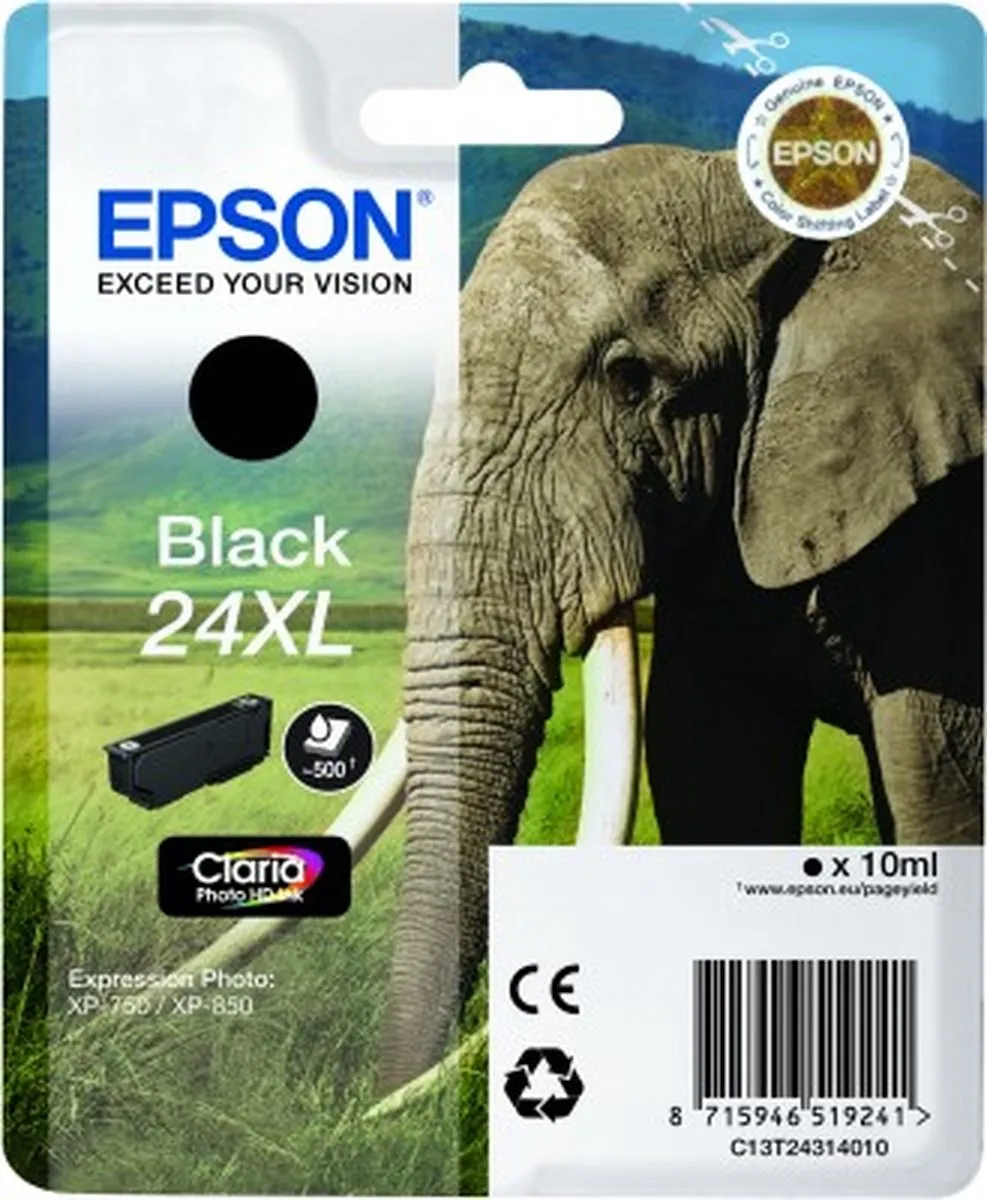 Epson 24XL T2431 Inktcartridge - Zwart - 500 pagina's