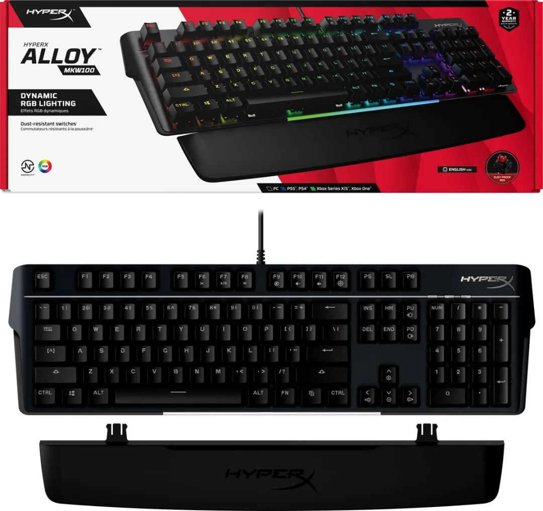 HyperX Alloy MKW100 Gaming Toetsenbord - Mechanisch - HyperX Red - US QWERTY - Zwart