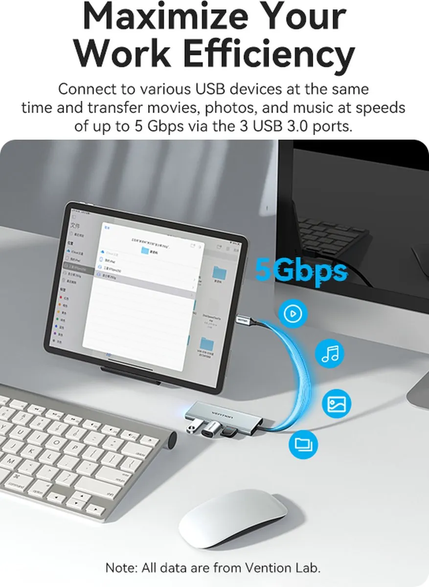 Vention TOPHB USB Hub - 4x USB 3.0 Zilver