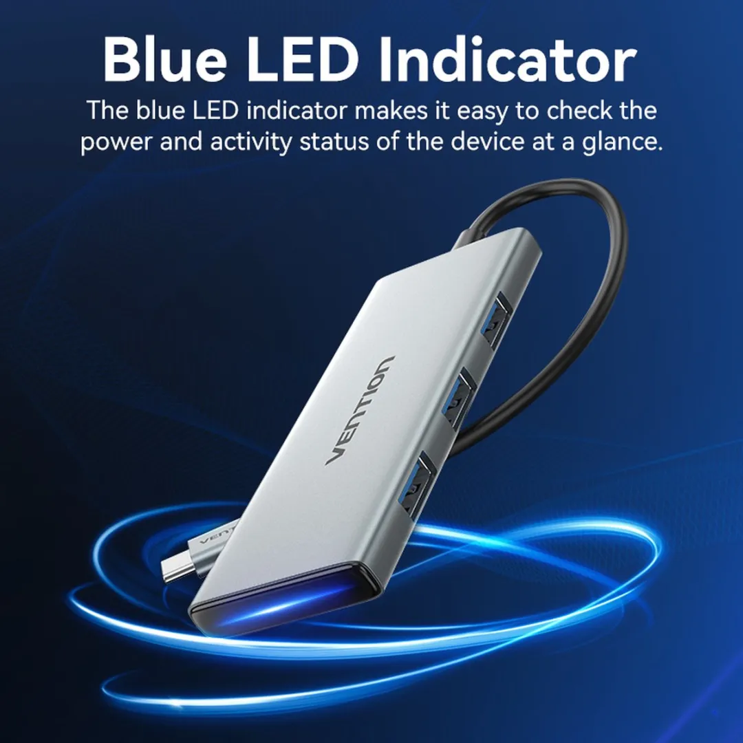 Vention TOPHB USB Hub - 4x USB 3.0 Zilver