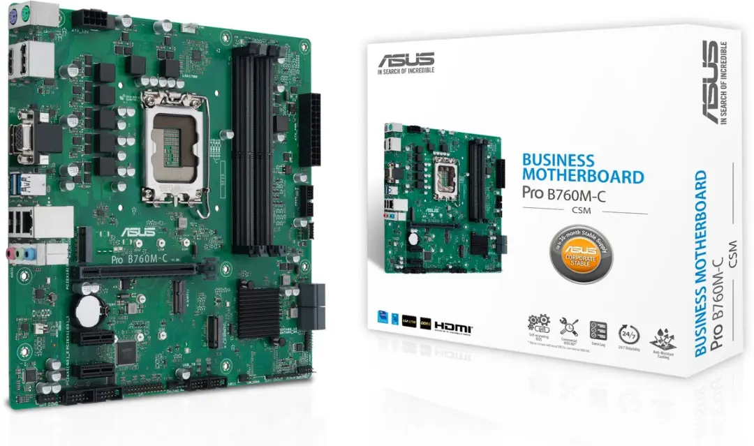 ASUS PRO B760M-C-CSM B760 Micro-ATX Moederbord - LGA1700