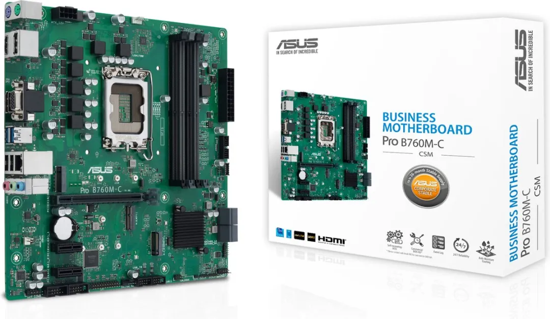 ASUS PRO B760M-C-CSM B760 Micro-ATX Moederbord - LGA1700
