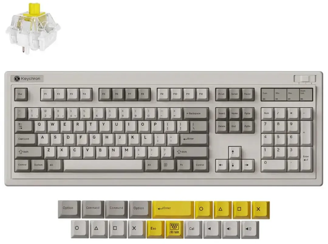 Keychron R6 M4 Draadloos Toetsenbord - Banana Switch - Geel/Grijs