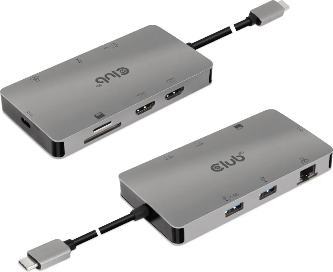 Club3D CSV-1593 Type-C 8-in-1 Hub - Grijs - afbeelding 6 van 6