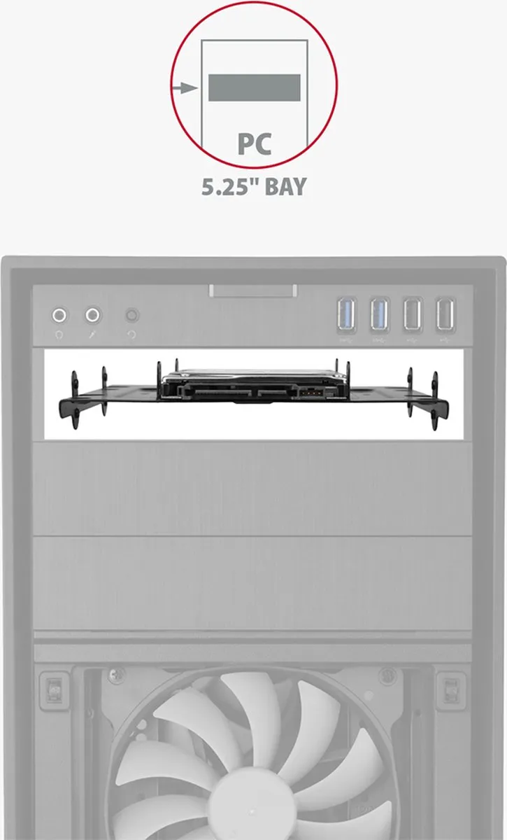 Axagon RHD-435 5.25" HDD/SSD Montageframe - Zwart - afbeelding 4 van 6