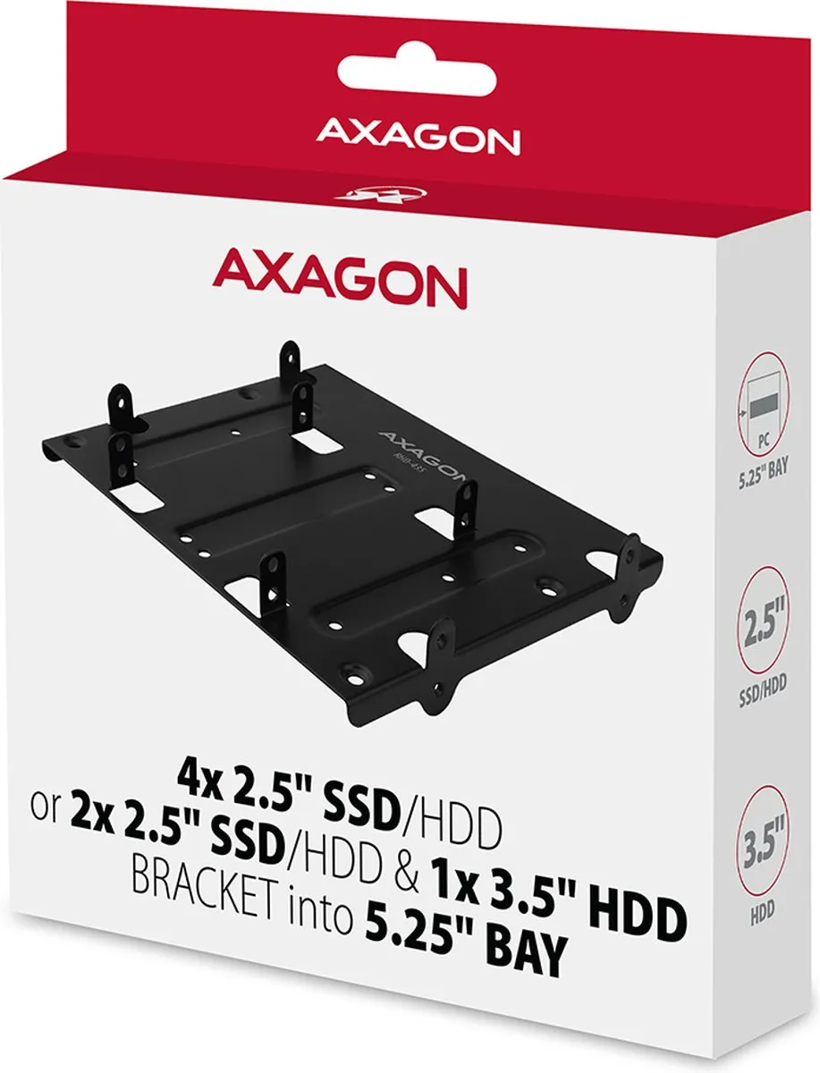 Axagon RHD-435 5.25" HDD/SSD Montageframe - Zwart - afbeelding 6 van 6