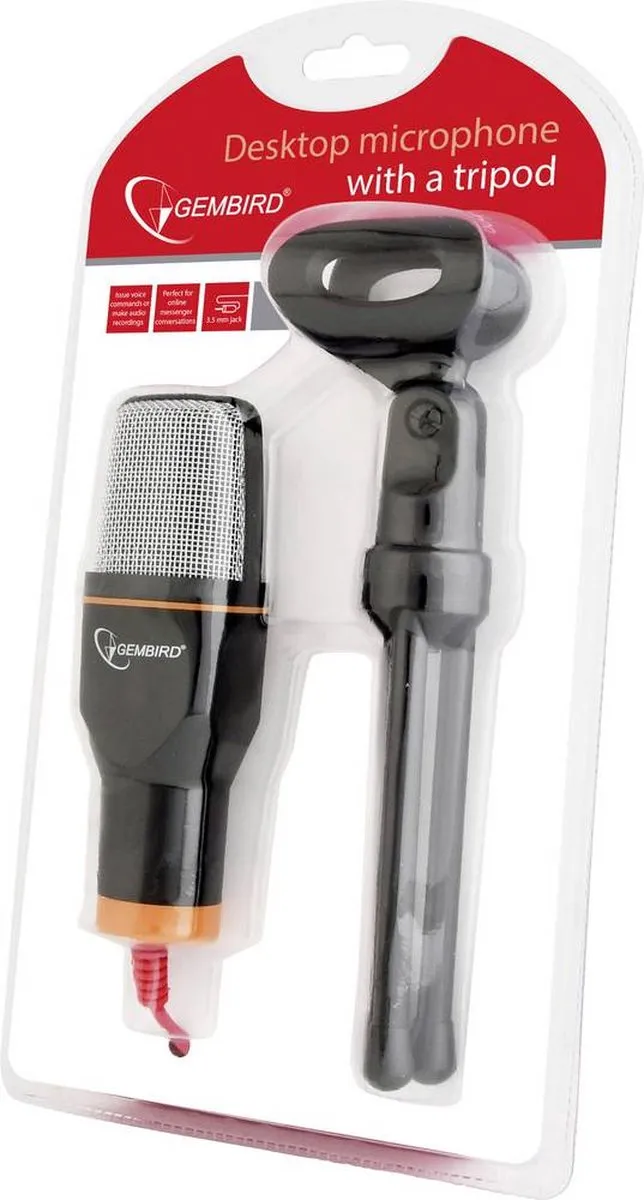 Gembird Microfoon met tripodstandaard - Zwart