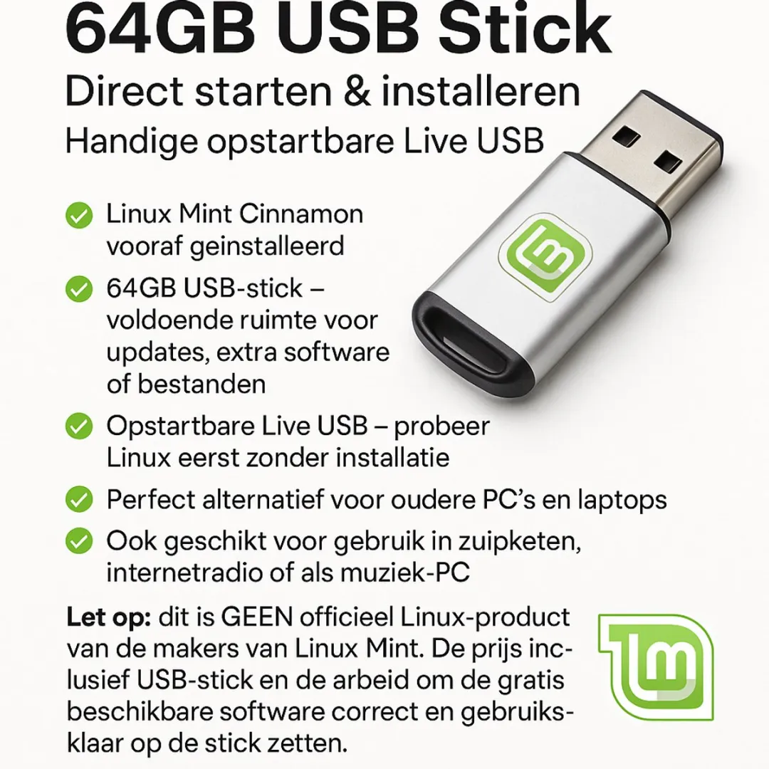 Kingston Linux Mint Cinnamon 22.3 USB Stick 64GB - Zwart