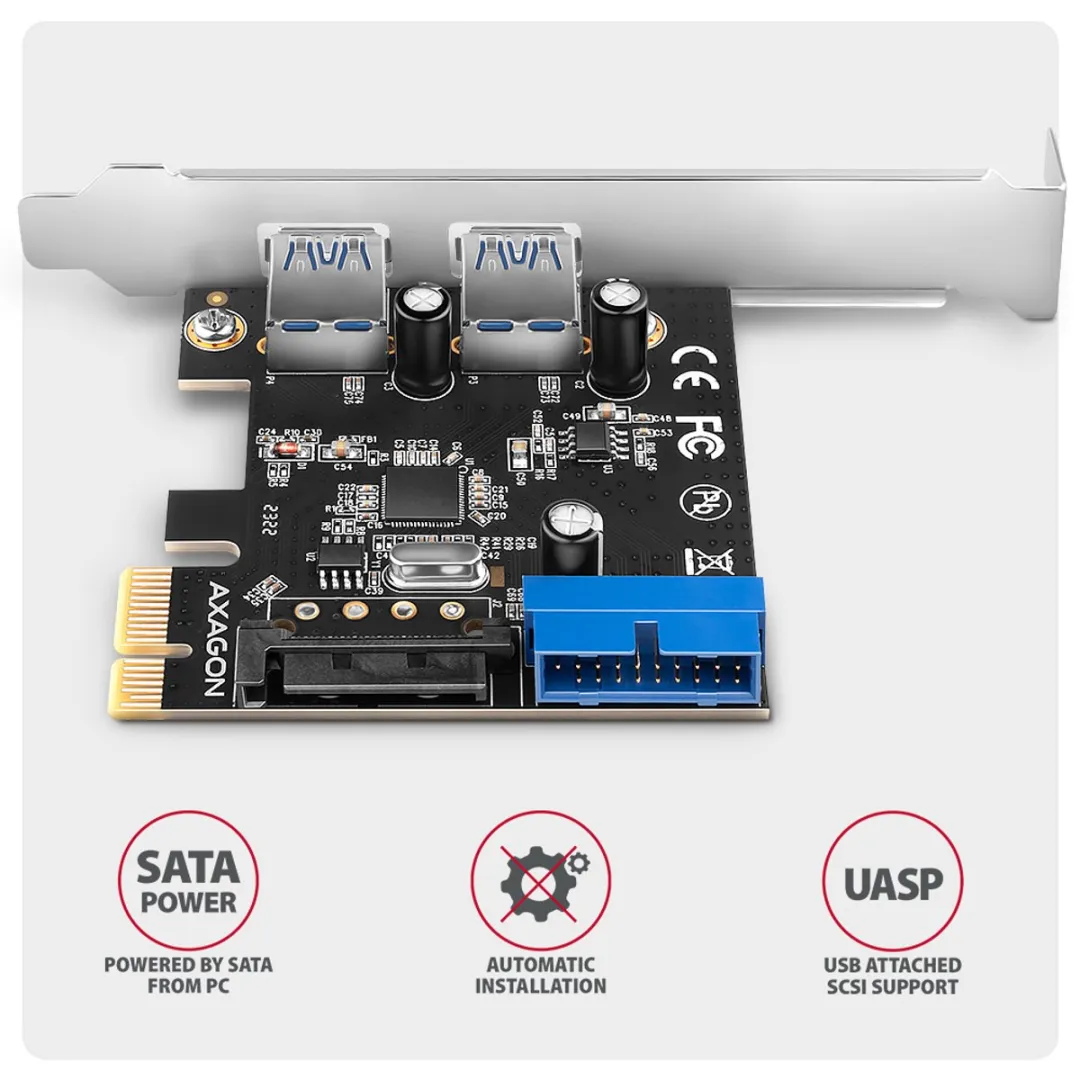 Axagon PCEU-232RS PCIe Kaart - 4x USB 5Gbps
