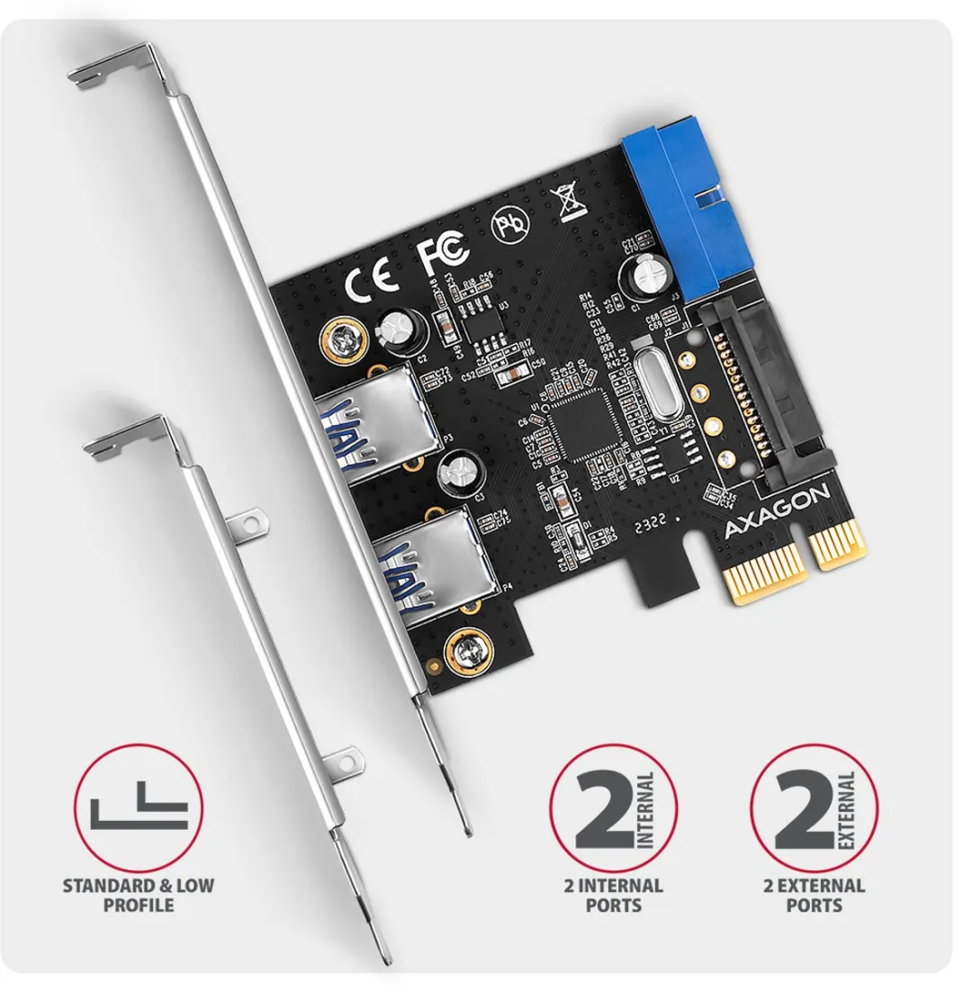 Axagon PCEU-232RS PCIe Kaart - 4x USB 5Gbps - afbeelding 6 van 6