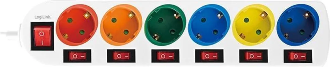 Logilink LPS259 Power Uitbreiding 6x AC - 1,5m - Wit