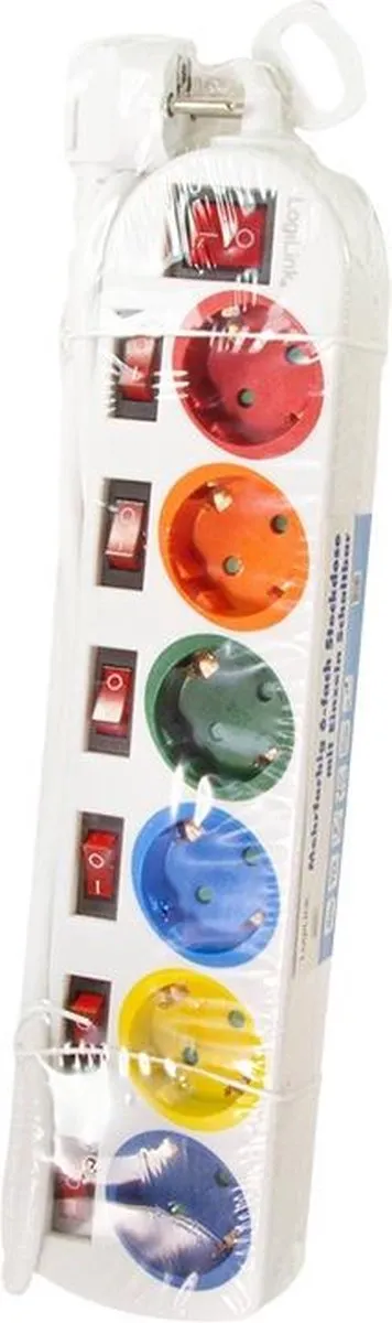 Logilink LPS259 Power Uitbreiding 6x AC - 1,5m - Wit