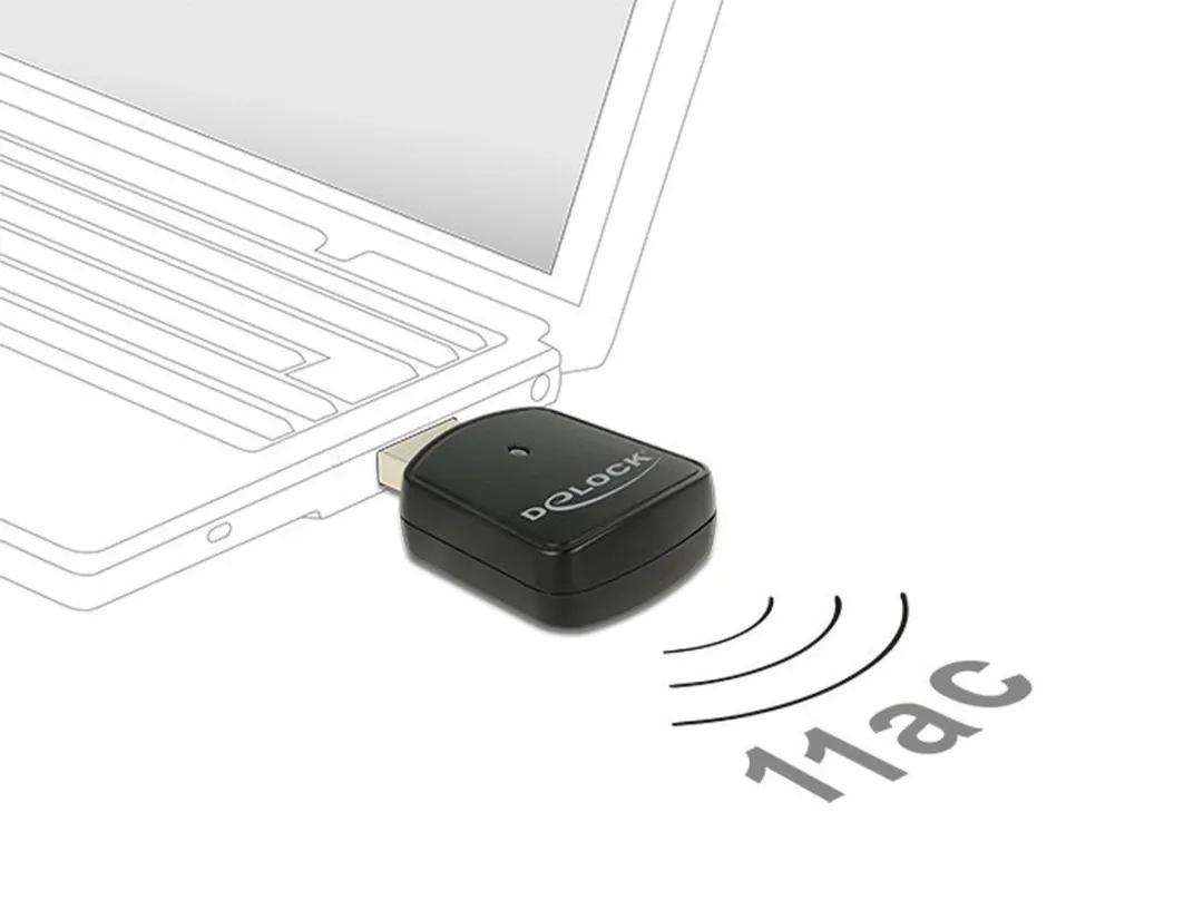 Delock USB-A WiFi Dongle AC1200 Dual Band - Zwart - afbeelding 2 van 2