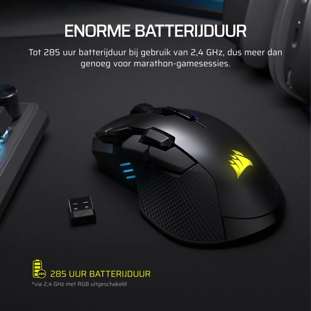 Corsair Ironclaw Wireless SE CH-9317110-WW Gamingmuis - 26.000 DPI - Zwart