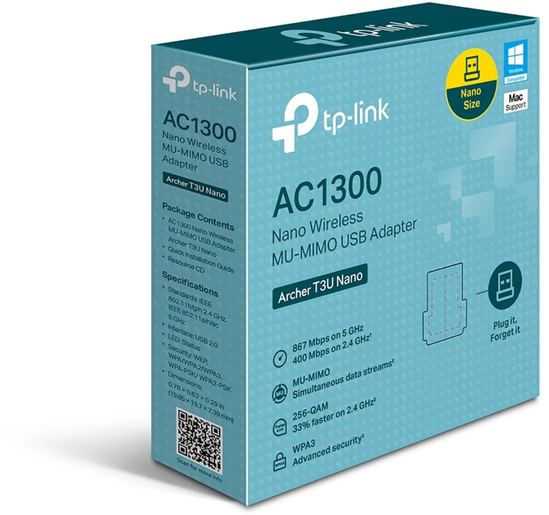TP-Link Archer T3U Nano WLAN-adapter 1267 Mbit/s - Zwart