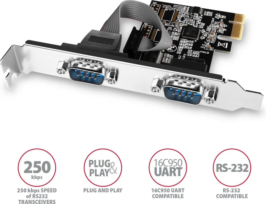 Axagon PCEA-S2N PCIe Adapter - 2x Seriële Poort