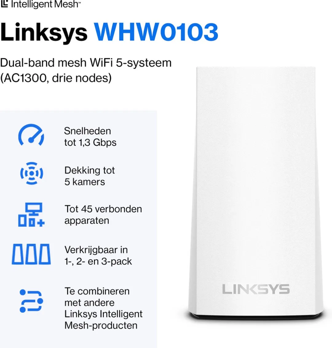 Linksys Velop AC3600 Mesh WiFi 3-Pack - Wit