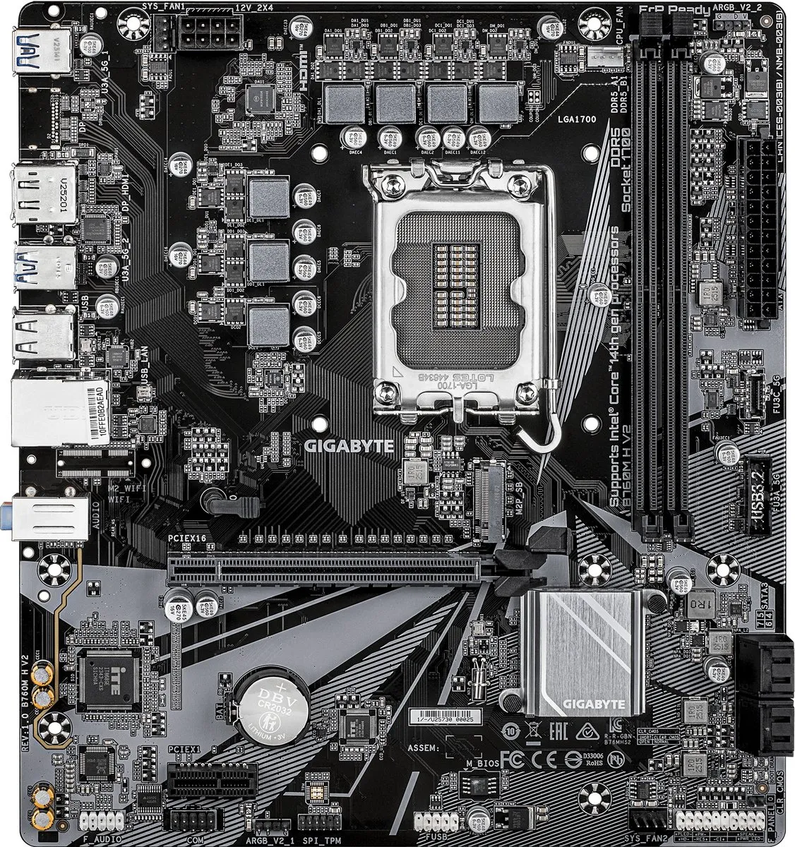 Gigabyte B760M H V2 Micro ATX Moederbord - LGA 1700