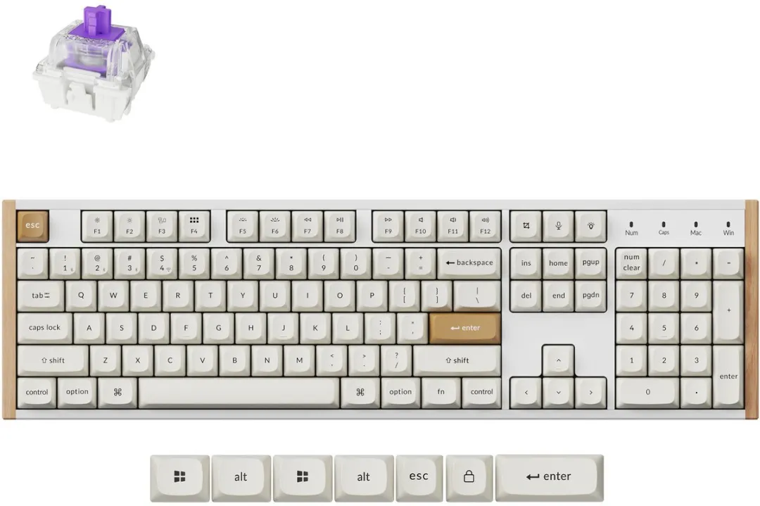 Keychron K10 HE K10H-Q1 Toetsenbord - Magnetic Nebula Switch - Wit/Hout