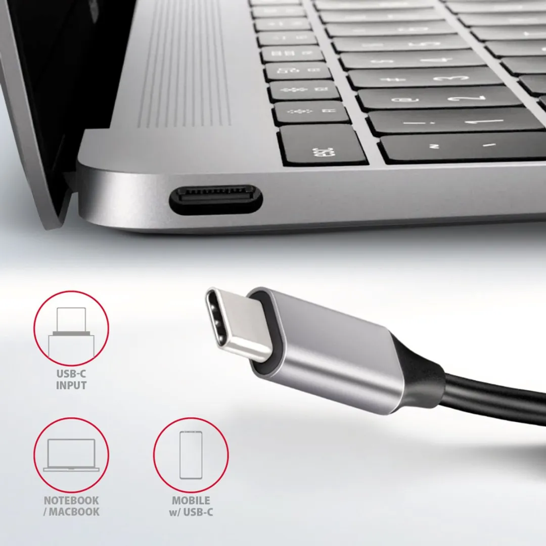 Axagon HMC-HCR3A USB-C Hub - 3x USB-A, HDMI, SD/microSD - Grijs