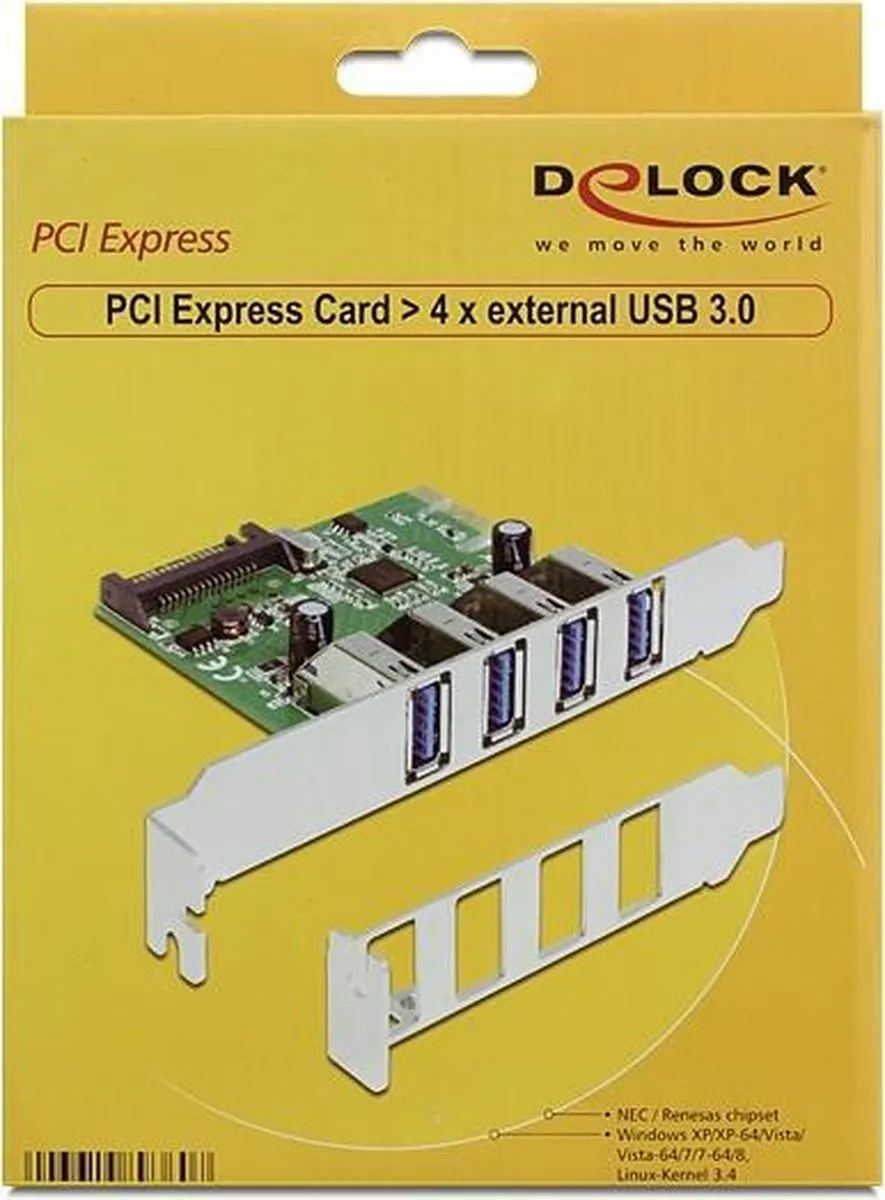 Delock 89360 USB PCIe-kaart - 4 Poorten - afbeelding 3 van 5