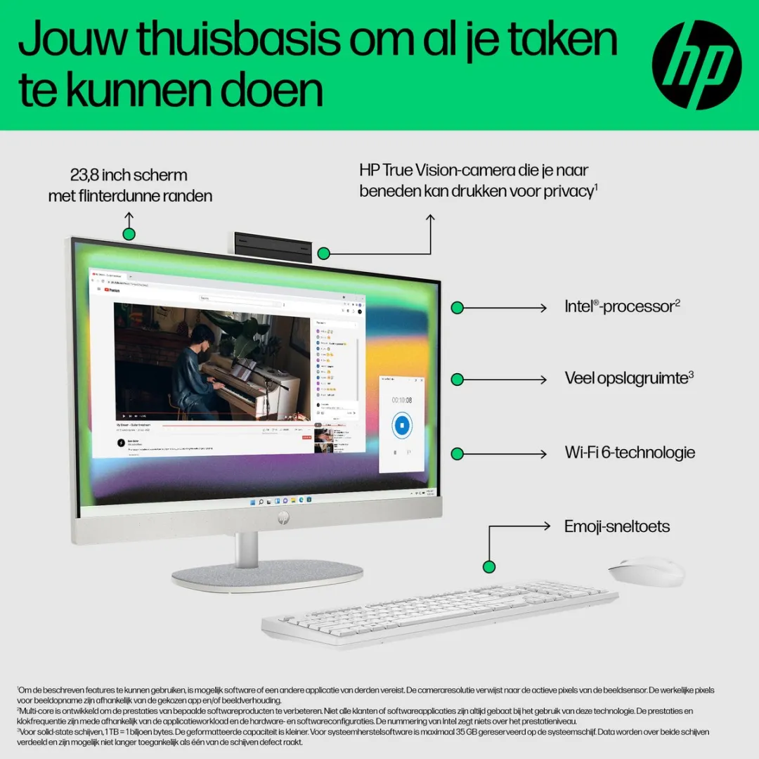 HP 24-cr0059nd Alles-in-één PC - i5-1335U 16GB 1TB SSD - Wit