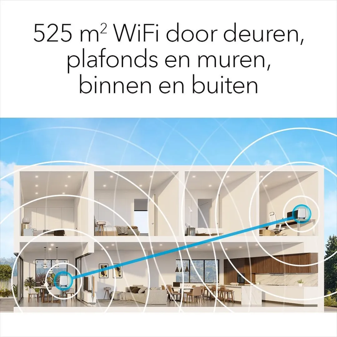 NETGEAR Orbi RBK853 - Mesh Wifi - WiFi Versterker - WiFi 6 - Tri-Band - 3-pack