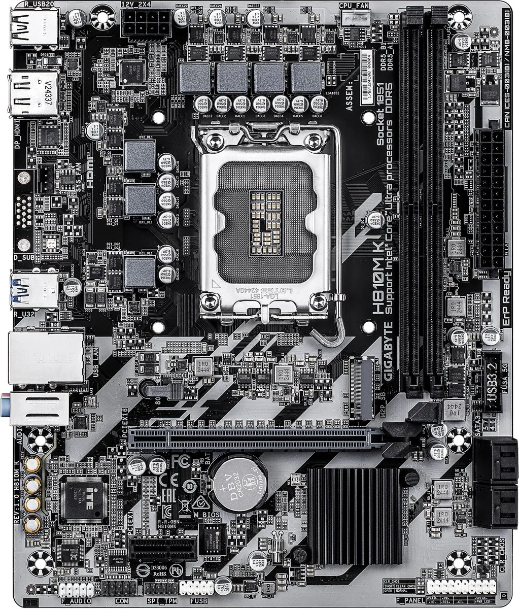Gigabyte H810M K Micro ATX Moederbord - Intel H810