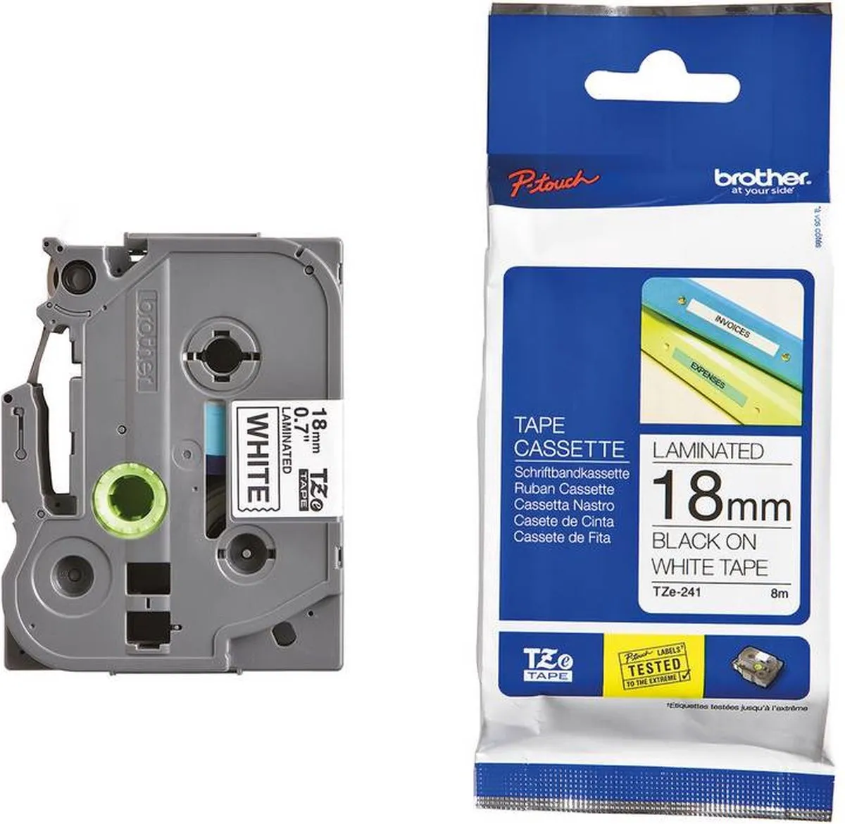 Brother TZe-241CIV Labeltape - Wit/Zwart 18mm 8m - afbeelding 6 van 6