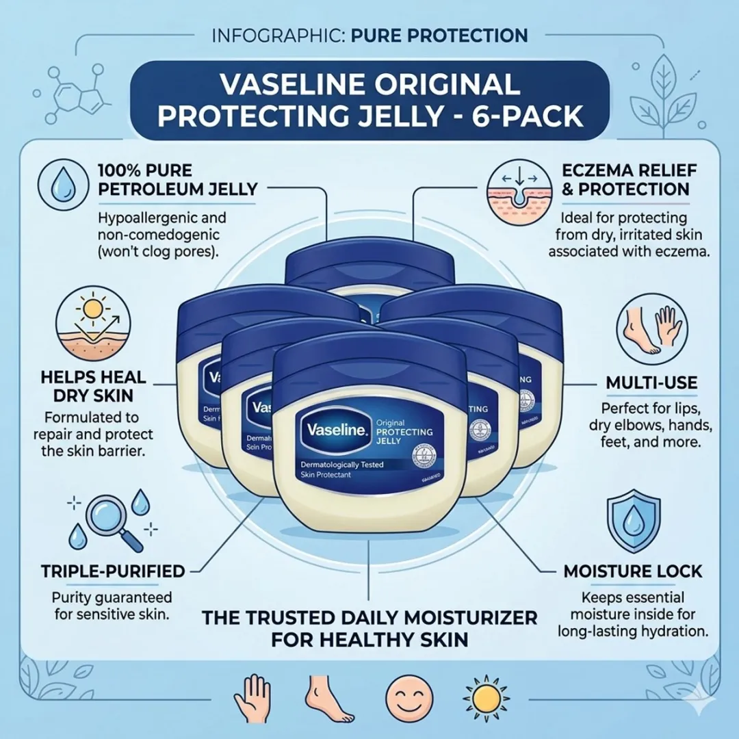 Vaseline Original Petroleum Jelly 250ml - 6 Stuks - afbeelding 6 van 6