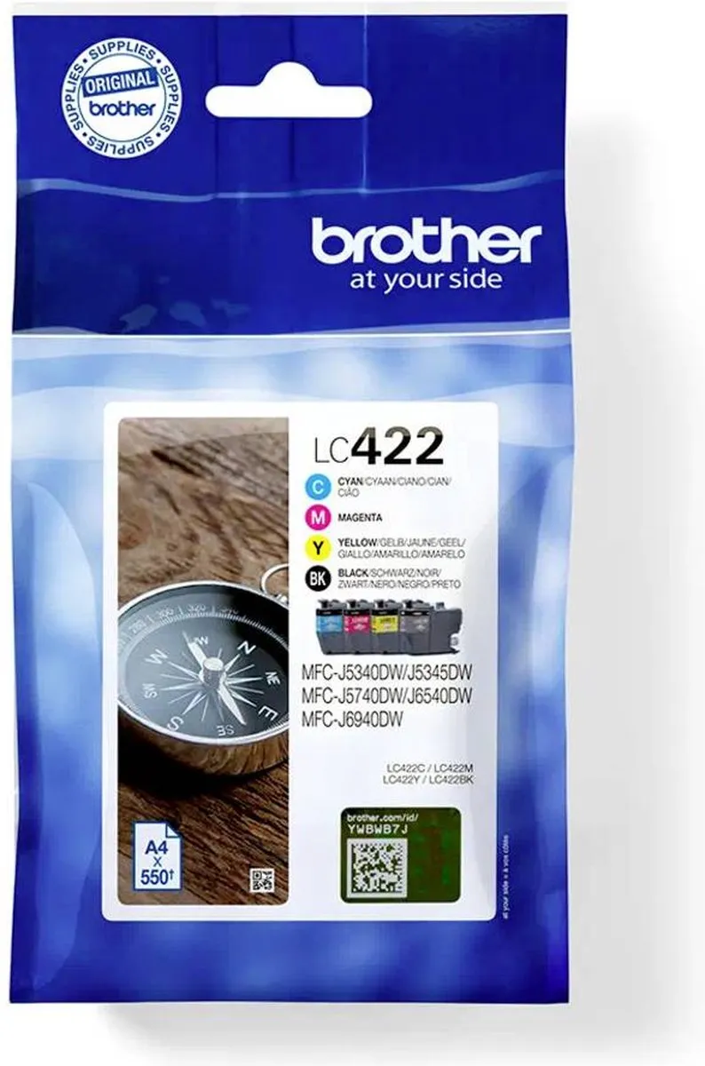 Brother LC-422VAL Cartridge - 550 pagina's - Zwart/Cyaan/Magenta/Geel
