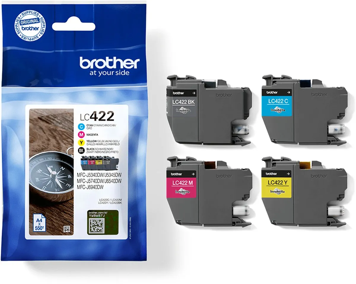 Brother LC-422VAL Cartridge - 550 pagina's - Zwart/Cyaan/Magenta/Geel