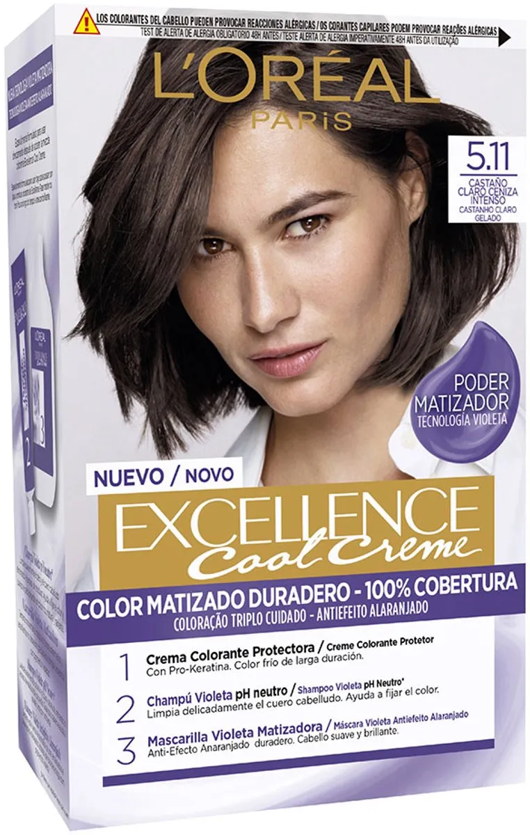 L'Oréal Paris Make Up Excellence Cool 5.11 Castaño Claro Ceniza Intenso - 192ml