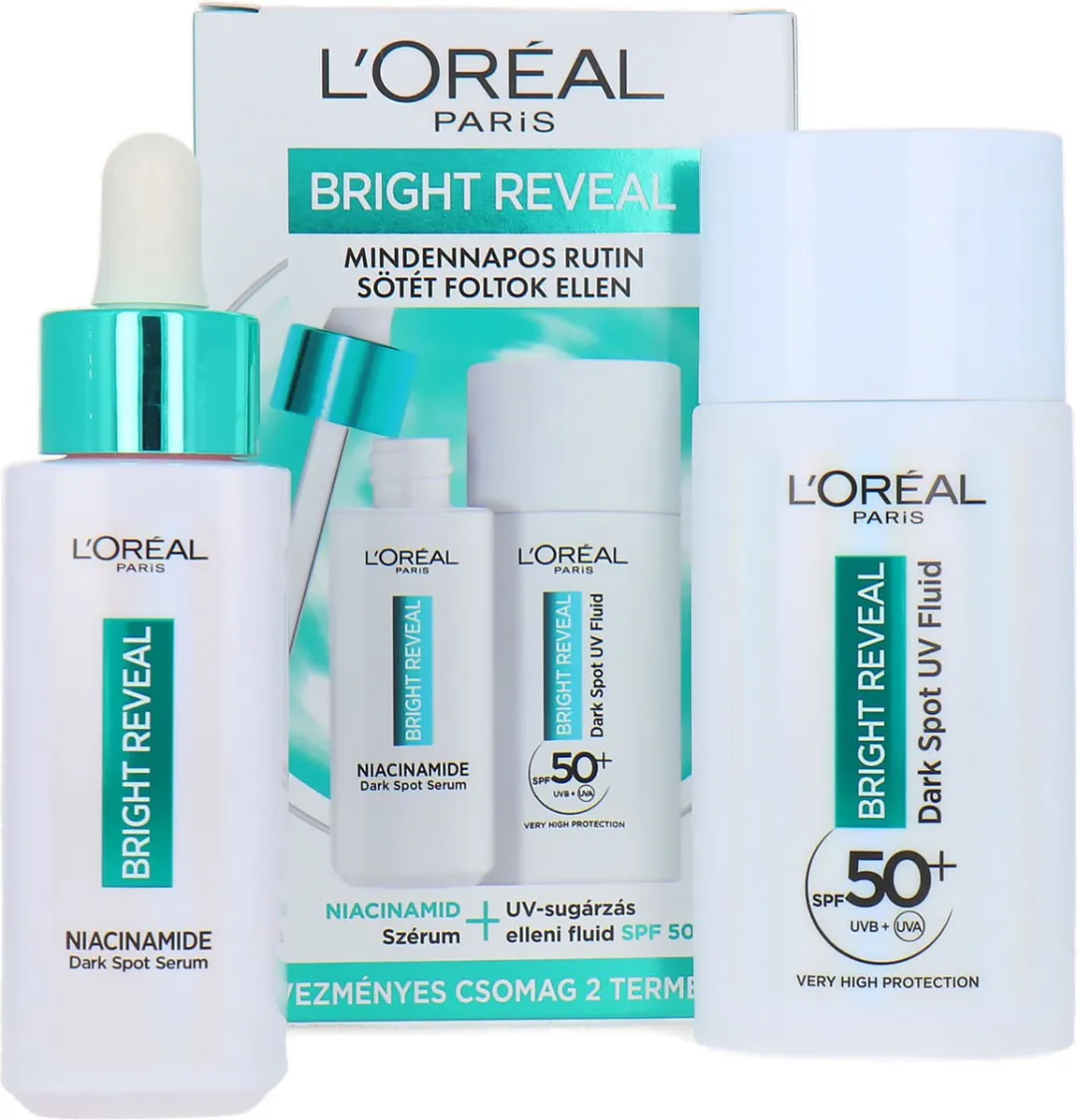 L'Oréal Paris Bright Reveal Serum + UV Fluid SPF 50+ 2x80ml