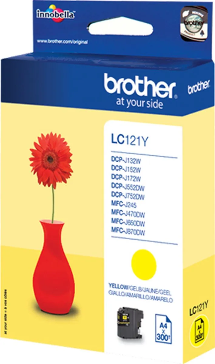Brother LC-121Y Inktcartridge Geel - 300 pagina's
