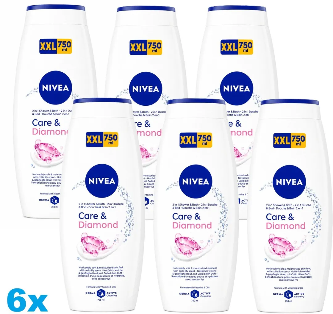 NIVEA Care & Diamond Douchegel 6x750ml