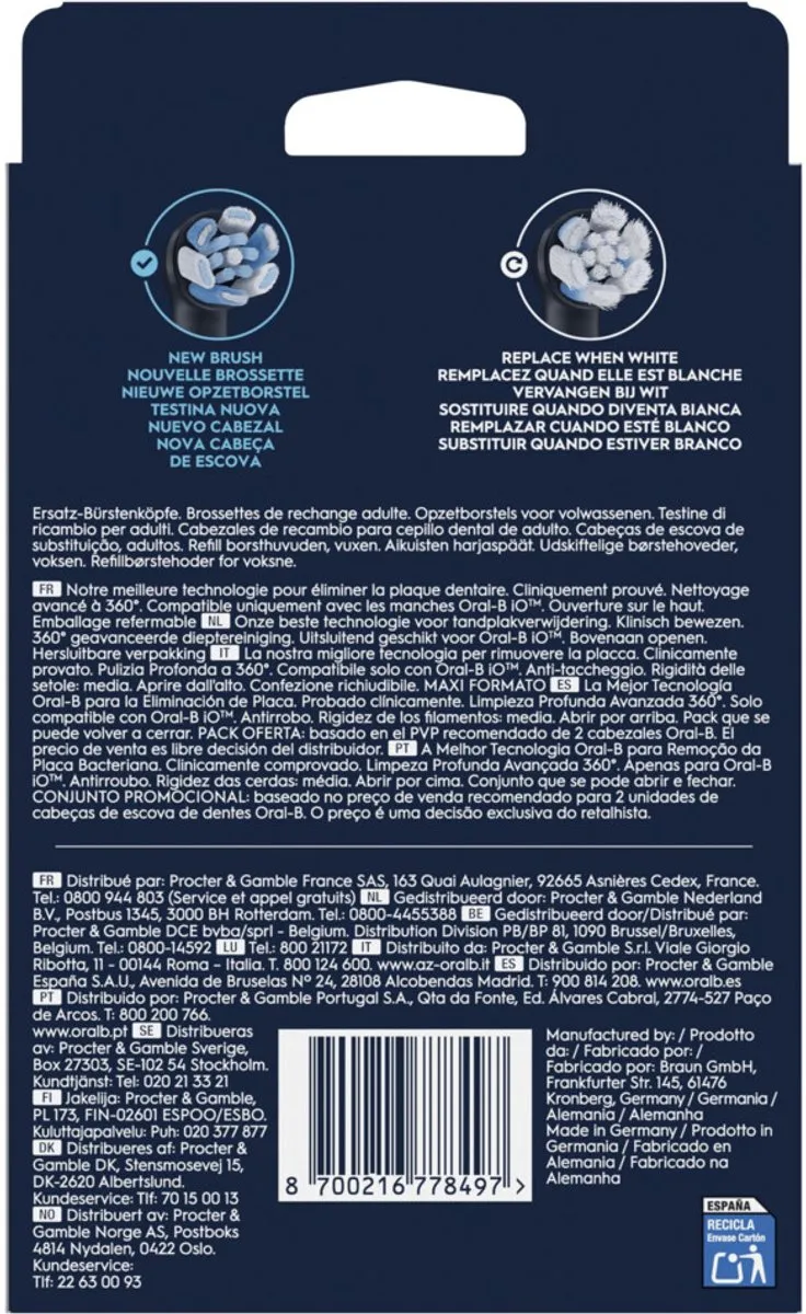 Oral-B iO Ultimate Clean Opzetborstels - 48 Stuks (6x8) - Zwart