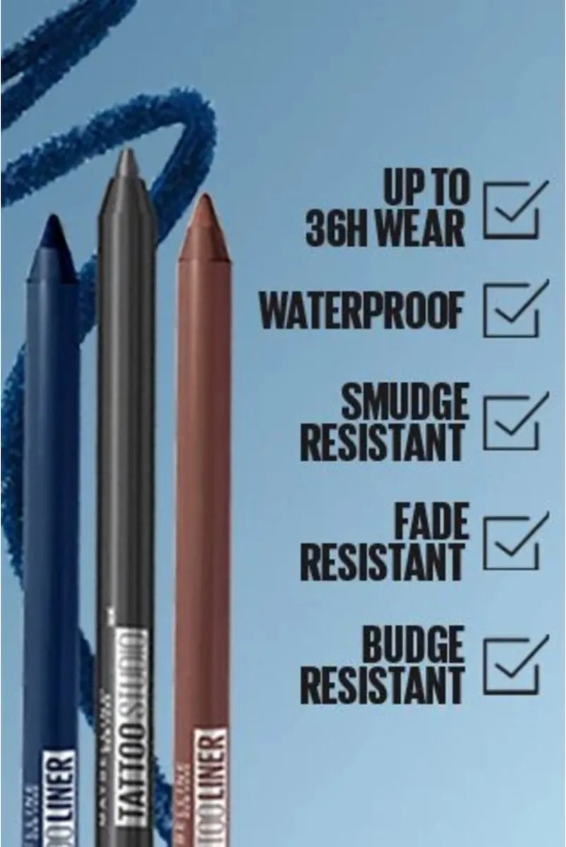 Maybelline Tattoo Liner Gel Waterproof Oogpotlood 901 Intense Charcoal - 3 Stuks