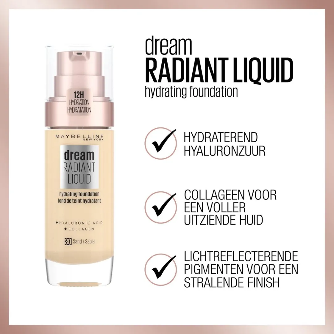 Maybelline New York Dream Radiant Liquid Foundation 48 Sun Beige 30ml