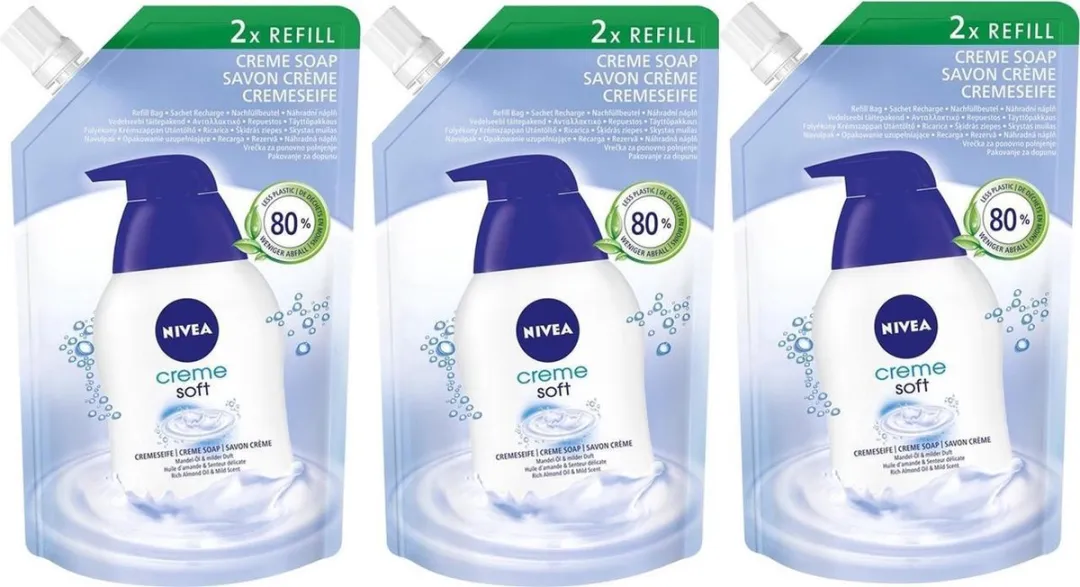 NIVEA Crème Soft Handzeep Navulverpakking 3x500ml