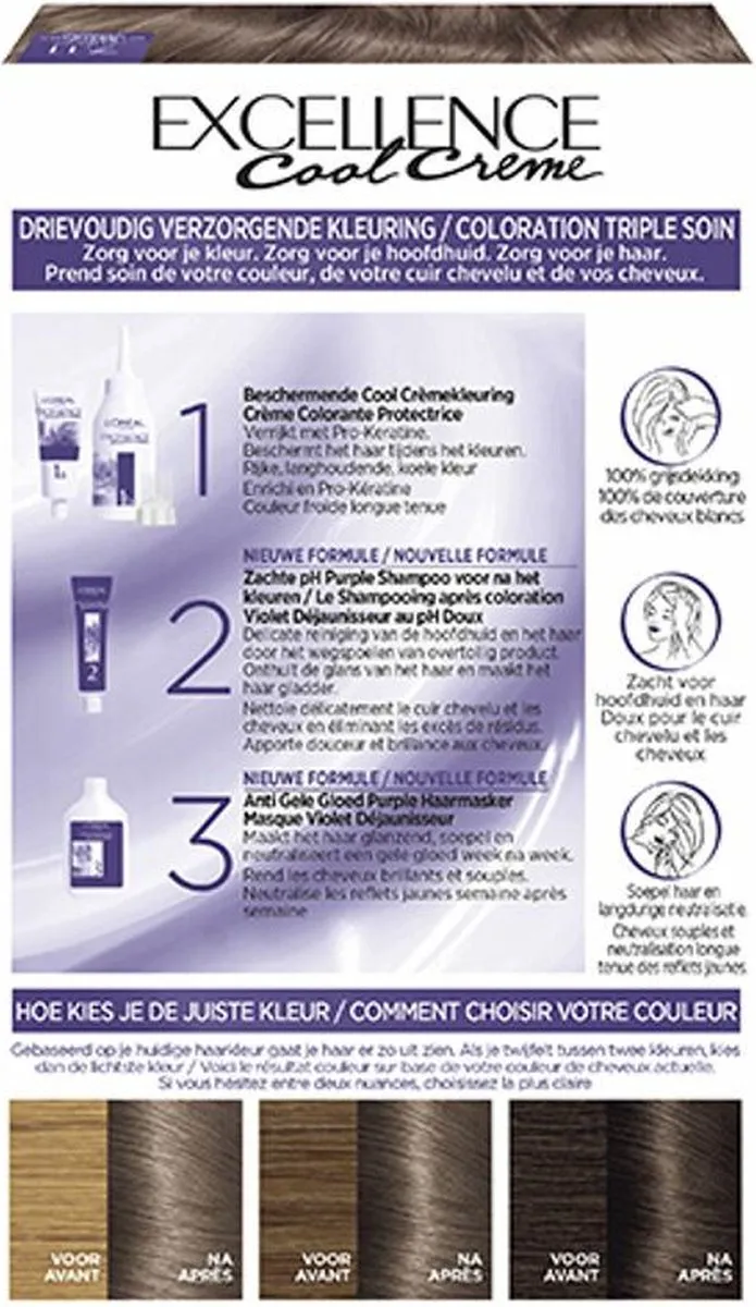 L'Oréal Paris Excellence Cool Crème 7.11 Permanent - 2x 1ml